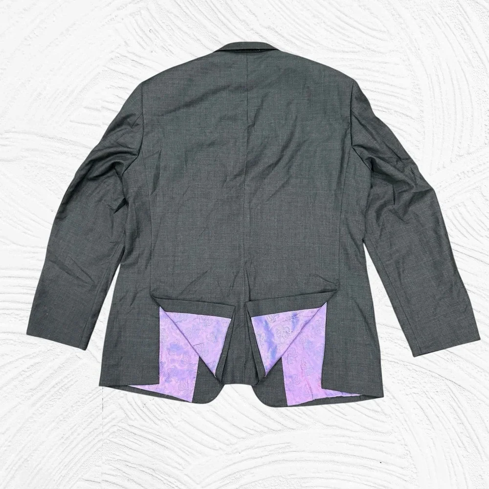 Sartoria Tosi 42R Hand Made Italy Super 150s Blazer Gray Hopsack Peak 2 BTN